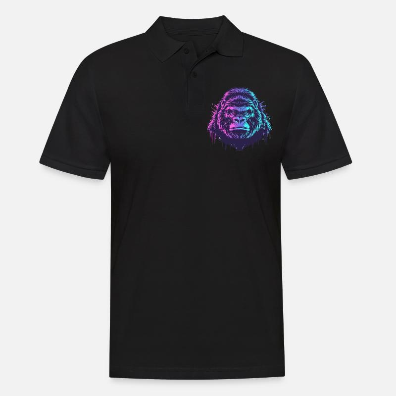 Knallbunter Gorilla - Männer Poloshirt - Schwarz