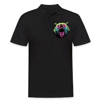 Wütender Bär im Pop-Art-Stil - Männer Poloshirt - Schwarz - Vorne - Kai (181cm)