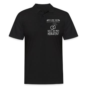 Ich Liebe Dich Heiratsantrag Hochzeit Antrag - Männer Poloshirt - Schwarz - Vorne - Kai (181cm)