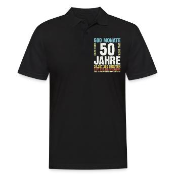 50 Jahre Goldene Hochzeit | Hochzeitstag Geschenk - Männer Poloshirt - Schwarz - Vorne - Kai (181cm)