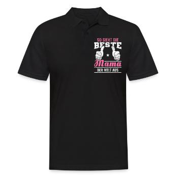 Lustige Sprüche | So sieht die beste Mama aus - Männer Poloshirt - Schwarz - Vorne - Kai (181cm)