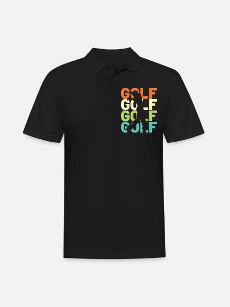 Golf Golfer Retro - Männer Poloshirt - Schwarz