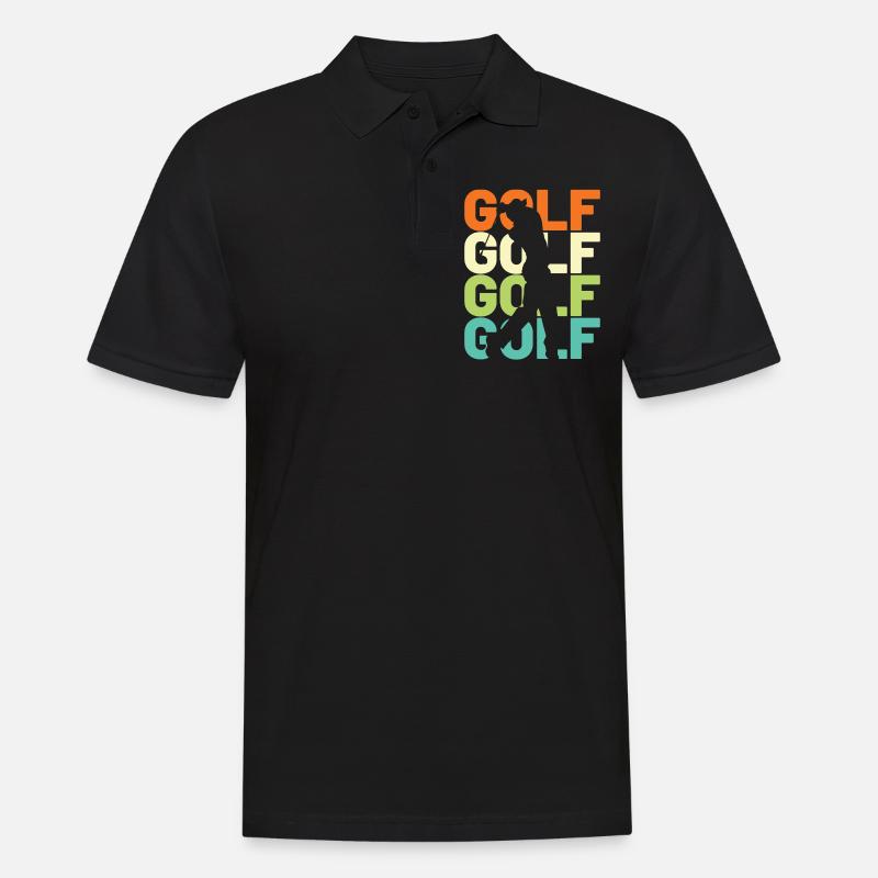 Golf Golfer Retro - Männer Poloshirt - Schwarz