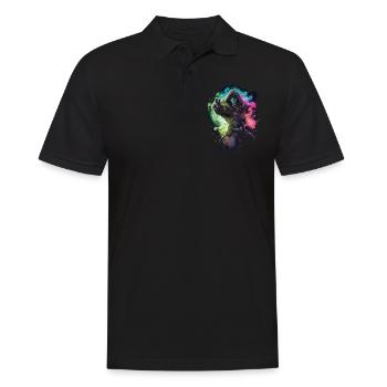 Epic Gamer Guardian conjures up colorful fire flames - Men's Polo Shirt - black - Front - Kai (181cm)