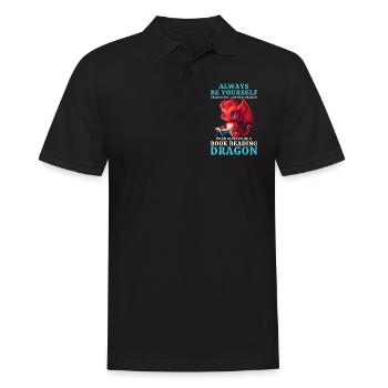 "Always Be Yourself" - Bücher lesen Roter Drachen - Männer Poloshirt - Schwarz - Vorne - Kai (181cm)