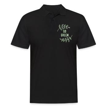 Go Green Spruch Blatt Erde Planet Klimawandel Grün - Männer Poloshirt - Schwarz - Vorne - Kai (181cm)