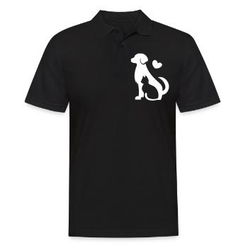 Chien et chat - idée cadeau amoureux des animaux avec un cœur - Polo Homme - noir - Devant - Kai (181cm)