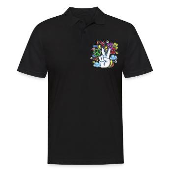 Hippie Geschenk Acidhead Flowerpower Hippi Hippy - Männer Poloshirt - Schwarz - Vorne - Kai (181cm)