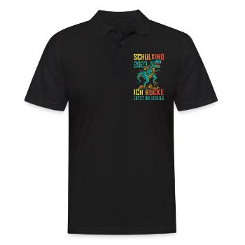 Dino Schulkind 2023 Ich Rocke Jetzt Die Schule - Männer Poloshirt - Schwarz - Vorne - Kai (181cm)