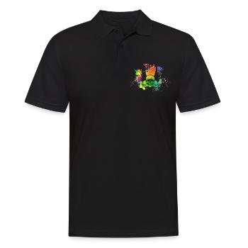 Crâne avec tache de couleur - Polo Homme - noir - Devant - Kai (181cm)