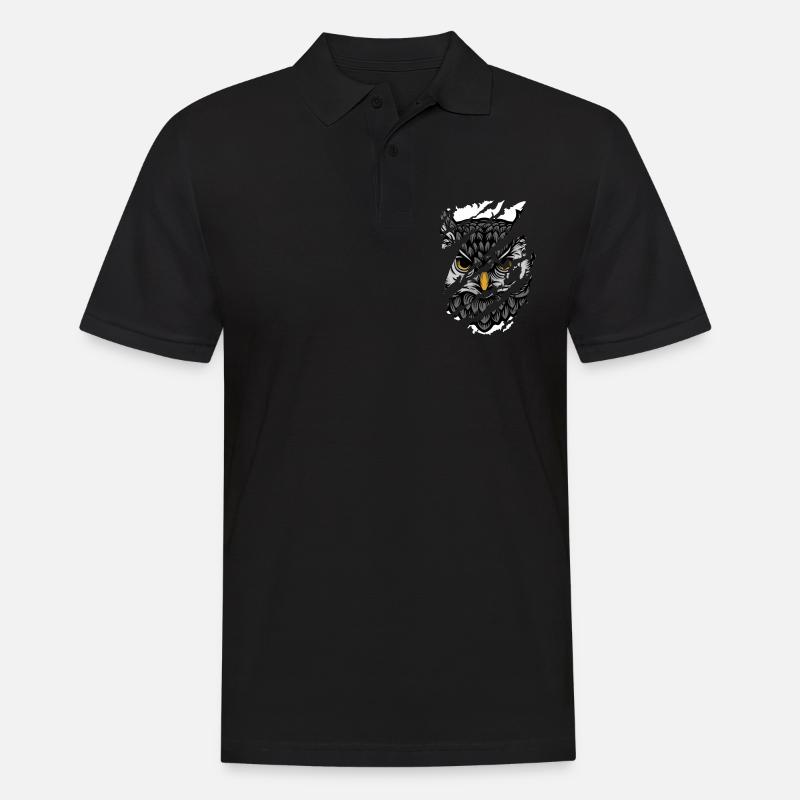 Owl - Eule - Männer Poloshirt - Schwarz