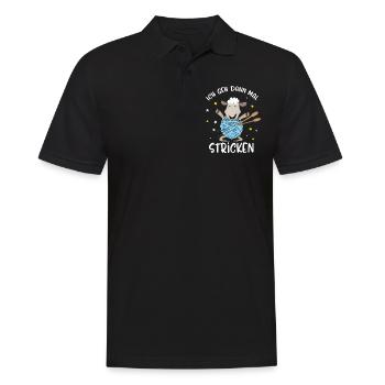 Lustiges Ich Geh Dann Mal Stricken Schaf Geschenk - Männer Poloshirt - Schwarz - Vorne - Kai (181cm)