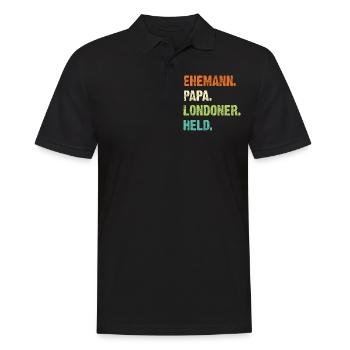 London Stadt Papa Vater Vatertag Geschenk Spruch - Männer Poloshirt - Schwarz - Vorne - Kai (181cm)