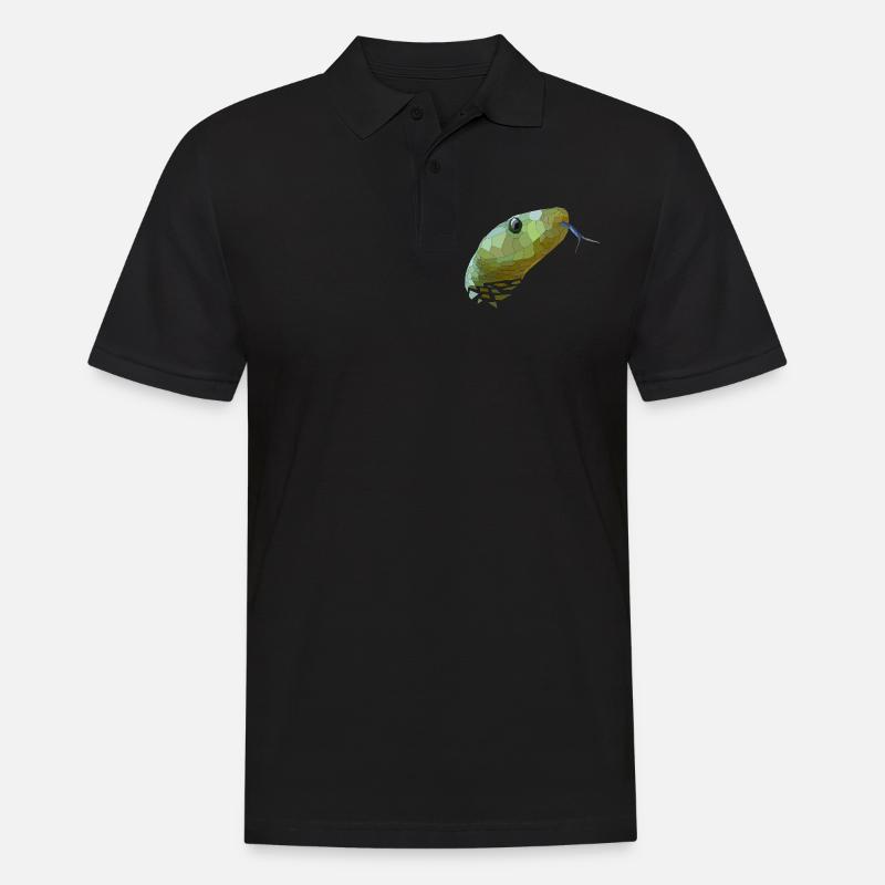 Schlange geometrisch Low Poly - Männer Poloshirt - Schwarz