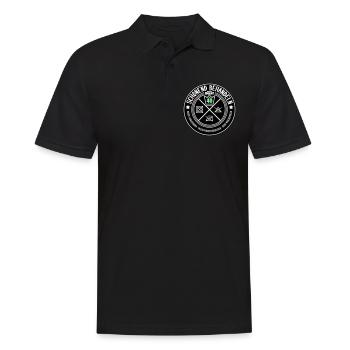 Schonend behandeln Unikat ist 40 | Farben änderbar - Männer Poloshirt - Schwarz - Vorne - Kai (181cm)