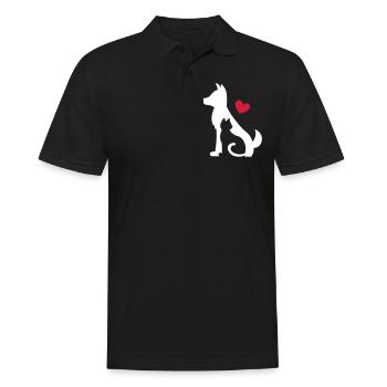 Coeur pour chiens et chats - Coeur pour chiens et chats <3 - Polo Homme - noir - Devant - Kai (181cm)