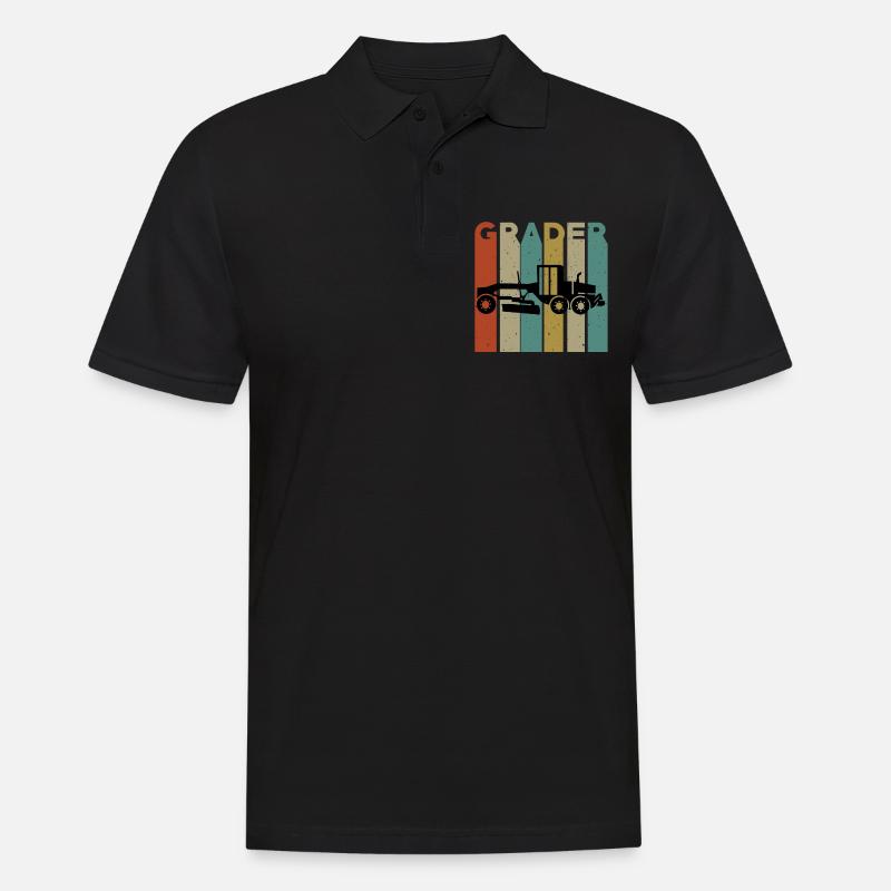 Conception rétro de niveleuse - Polo Homme - noir