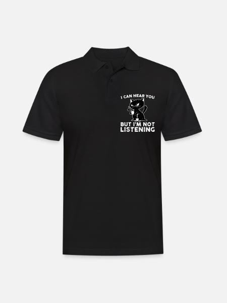 Funny Coffee Drinking Cat Clothing - Men's Polo Shirt - black