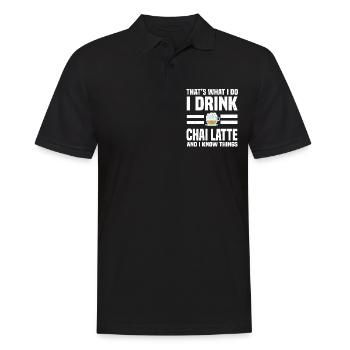 Chai Latte Saying - Men's Polo Shirt - black - Front - Kai (181cm)