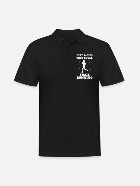Mountain Trail Running Girl Woman - Men's Polo Shirt - black