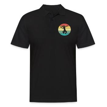 Joueur de handball masculin rétro vintage - Polo Homme - noir - Devant - Kai (181cm)