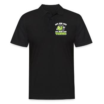 Lustiger Tennisspieler Cartoon ich muss zum Tennis - Männer Poloshirt - Schwarz - Vorne - Kai (181cm)