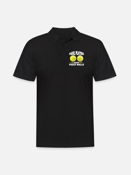 Funny saying Padel Players Have Fuzzy Balls - Men's Polo Shirt - black
