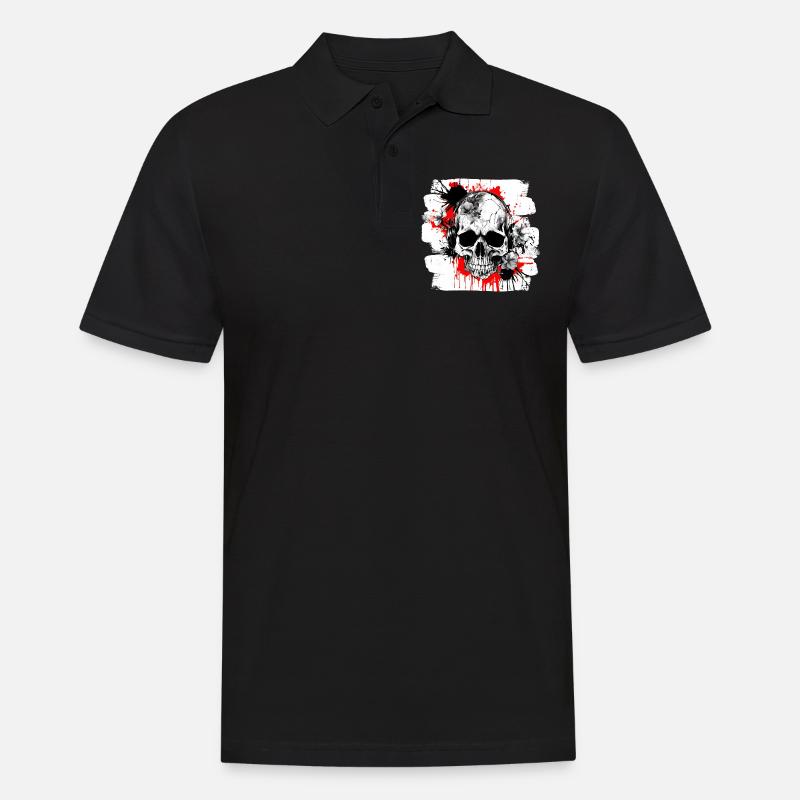crâne éclaboussure trash polka tattoo - Polo Homme - noir