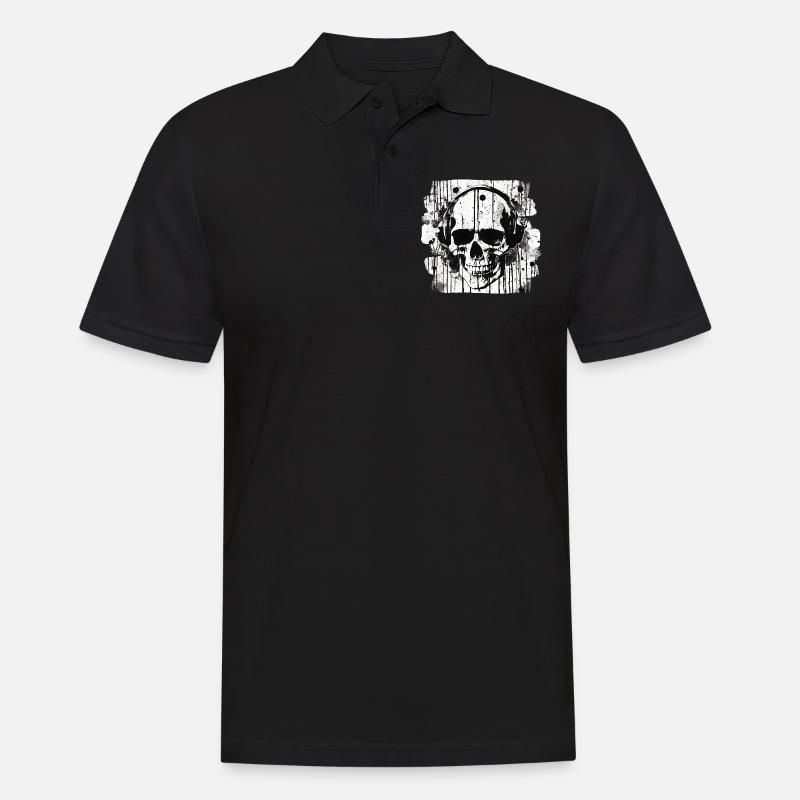 crâne éclaboussure trash polka tattoo - Polo Homme - noir