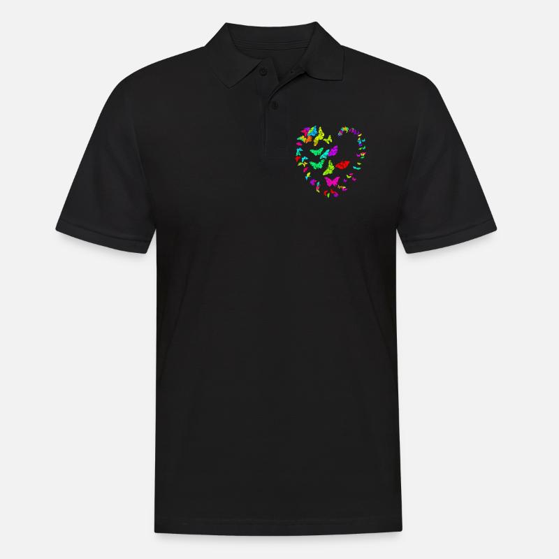 Herz aus Schmetterlingen - metallic - Männer Poloshirt - Schwarz