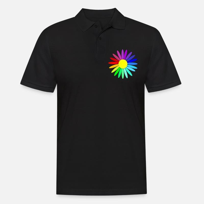 regenbogenblume - Männer Poloshirt - Schwarz