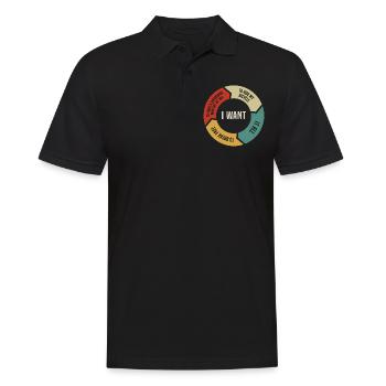 Musiktitel der 80 Retro Rate Chart, Musikfan - Männer Poloshirt - Schwarz - Vorne - Kai (181cm)