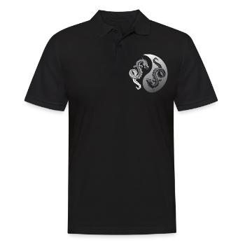 Ying Yang, dragons, attitude de yoga face à la vie - Polo Homme - noir - Devant - Kai (181cm)