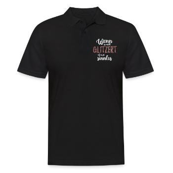 Einhorn Wenn es nicht Glitzert ist es ja sinnlos - Männer Poloshirt - Schwarz - Vorne - Kai (181cm)