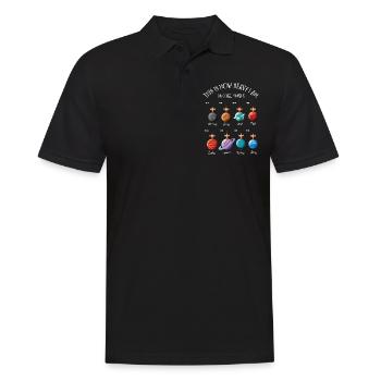 Planeten, Universum, Schwer Auf Planeten - Männer Poloshirt - Schwarz - Vorne - Kai (181cm)