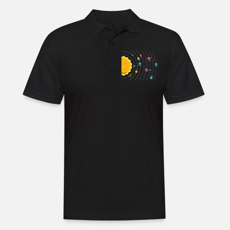 Sonnensystem, Planet, Planeten, Sonne, Erde - Männer Poloshirt - Schwarz