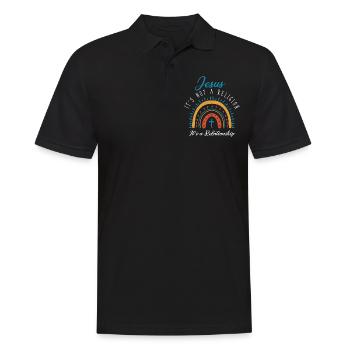 Jesus, Es Ist Keine Religion Es Ist Eine Beziehung - Männer Poloshirt - Schwarz - Vorne - Kai (181cm)