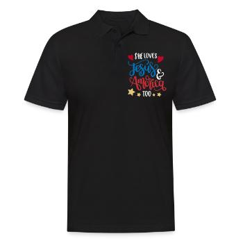 Sie Liebt Auch Jesus Und Amerika - Männer Poloshirt - Schwarz - Vorne - Kai (181cm)