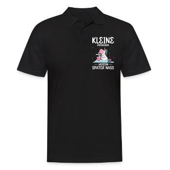 Einhorn Kleine Menschen werden später nass - Männer Poloshirt - Schwarz - Vorne - Kai (181cm)