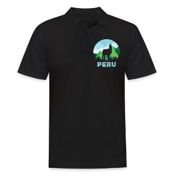 Peru, Perulama - Männer Poloshirt - Schwarz - Vorne - Kai (181cm)