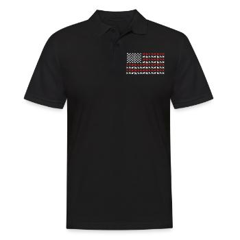 Pudelbesitzer, Pudel-US-Flagge - Männer Poloshirt - Schwarz - Vorne - Kai (181cm)