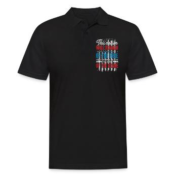 US -patriotische Zitate, Patriot, Patrioten - Männer Poloshirt - Schwarz - Vorne - Kai (181cm)