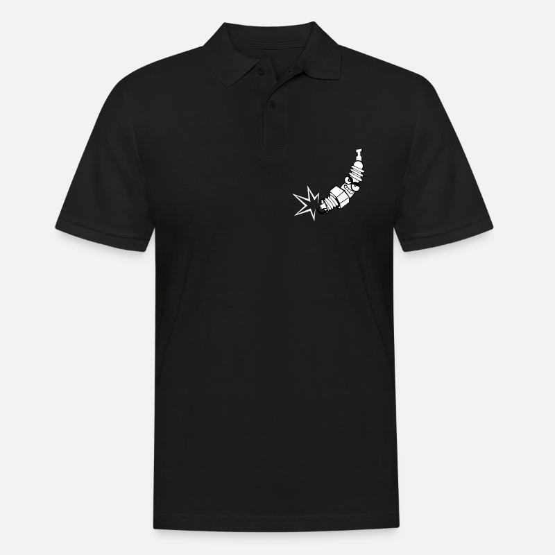 Zündkerze Comic mit Gesicht - Männer Poloshirt - Schwarz