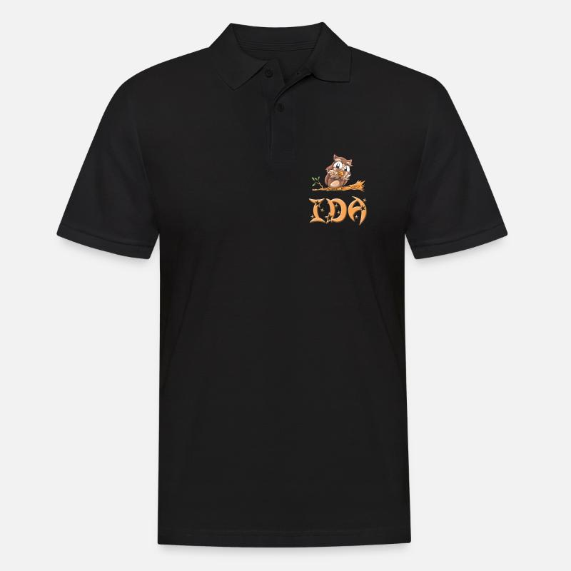 Eule Ida - Männer Poloshirt - Schwarz