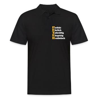 Peter , Vorname,Namensschild,Name,Fun Shirt (25) - Männer Poloshirt - Schwarz - Vorne - Kai (181cm)