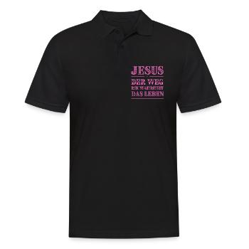 Jesus Weg Die Wahrheit Pink Typografie - Männer Poloshirt - Schwarz - Vorne - Kai (181cm)