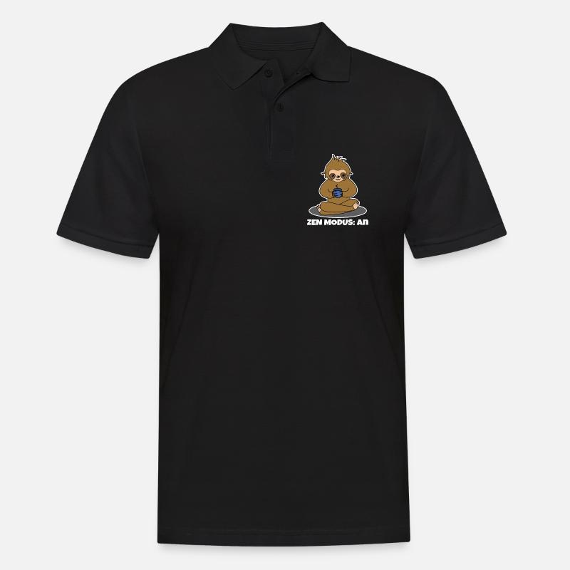 Kaffeetrinker Kaffee Trinken Faultier Kaffeetasse - Männer Poloshirt - Schwarz