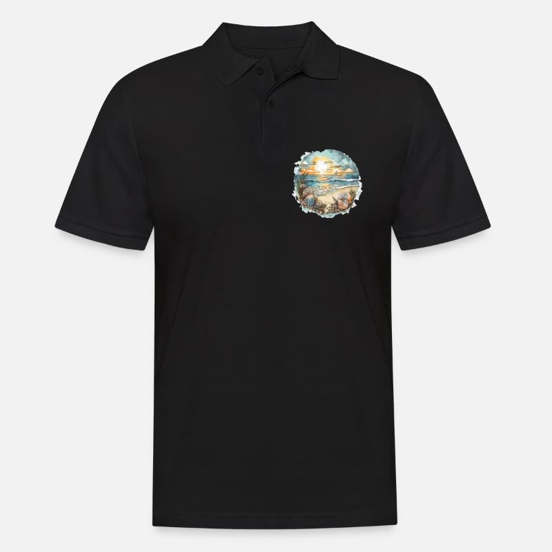 Strandtraum - Männer Poloshirt - Schwarz