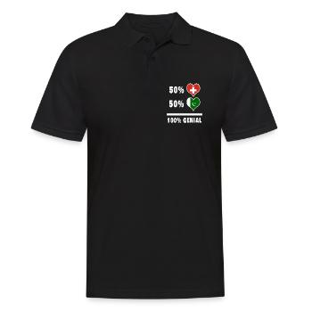 Pakistan und Schweiz 100% Genial Flagge - Männer Poloshirt - Schwarz - Vorne - Kai (181cm)