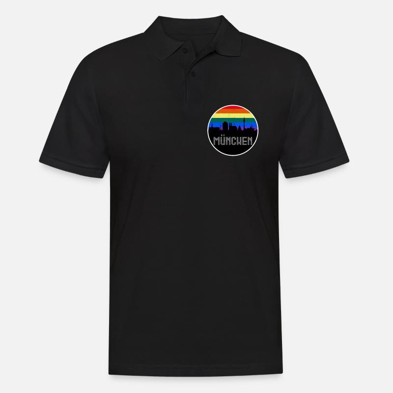 München Skyline Regenbogen - Männer Poloshirt - Schwarz